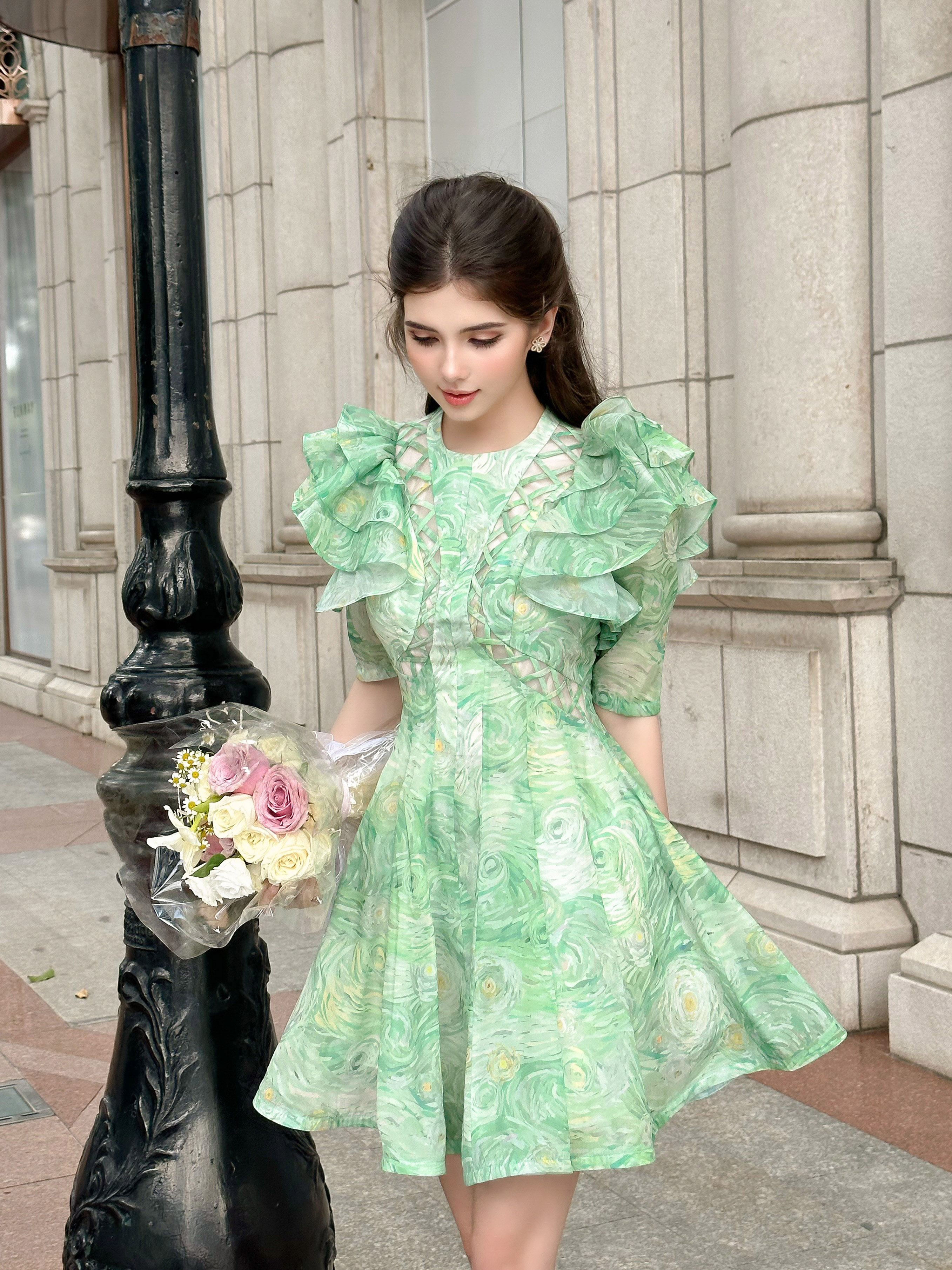 SÒ VINTAGE - SILVIE Đầm hoa xòe