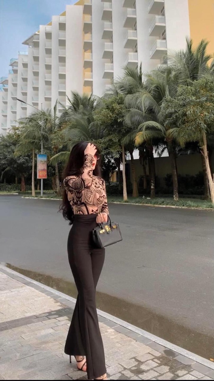 Quần tây nữ ống loa lưng cao thời trang siêu hack dáng