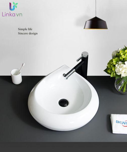 Chậu rửa lavabo gốm sứ nghệ thuật LAV0059 – Thiết kế cánh hoa cách điệu