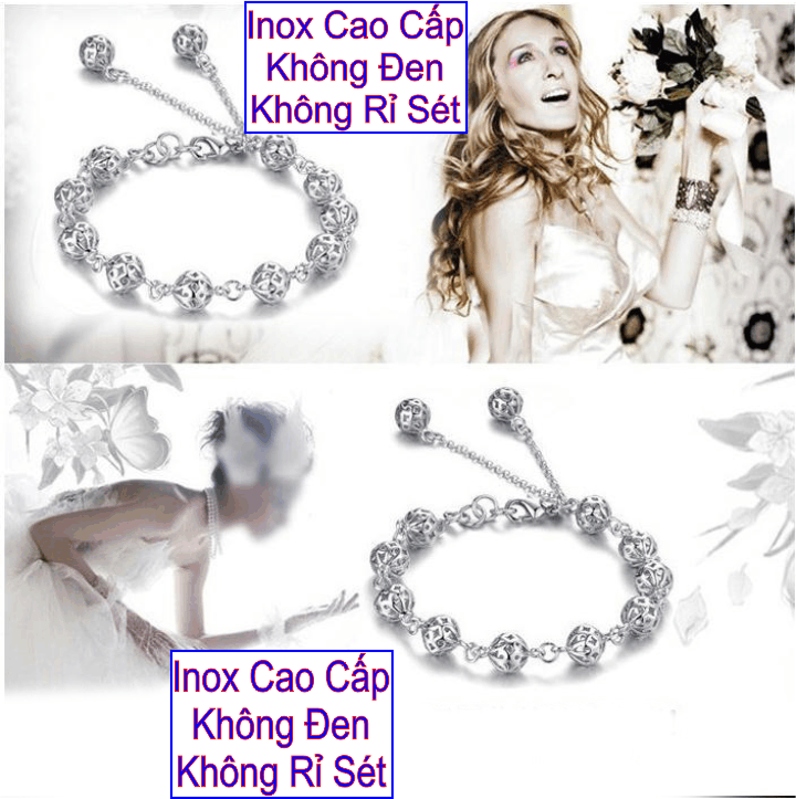 Bracelets stainless steel chain style ball hollow-commitment 1 Đổi 1 if rust