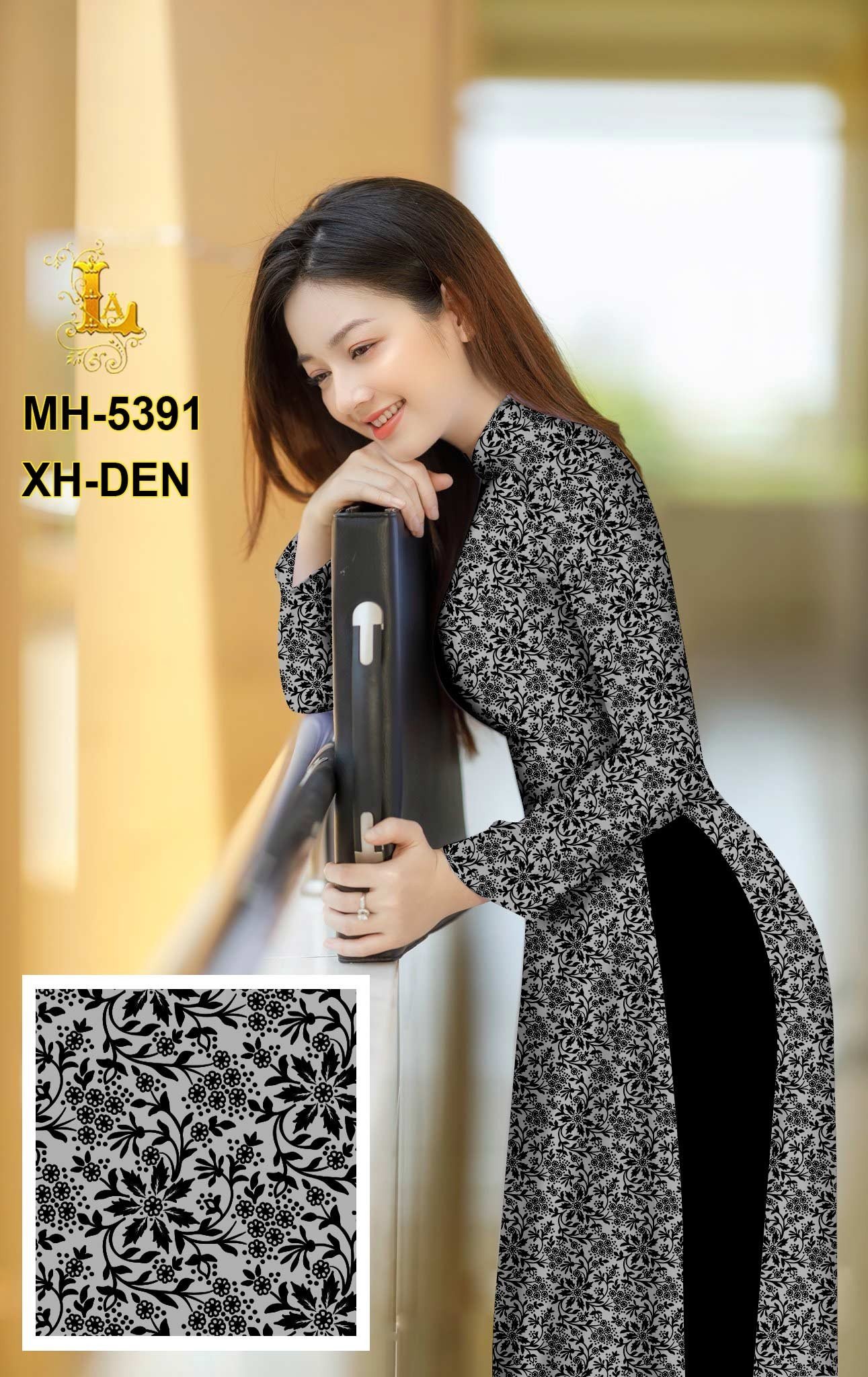 Vải áo dài hoa văn đều áo hiện đại