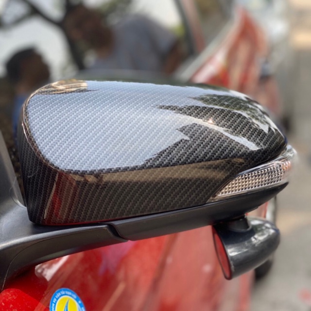 Ốp gương chiếu hậu Vios 2014-2022 vân cacbon - hàng cao cấp
