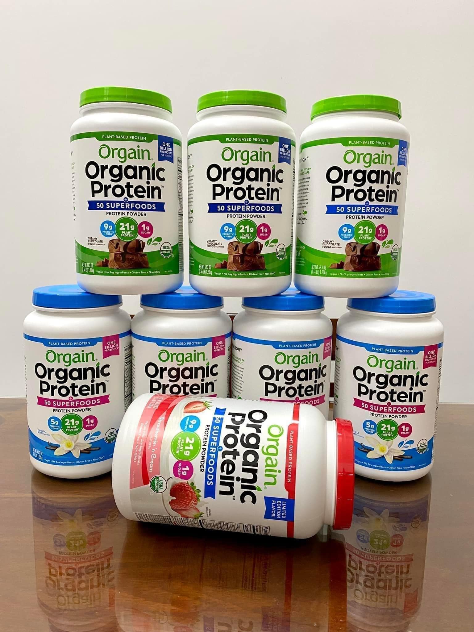 Bột đạm thuần chay hữu cơ Orgain Organic Protein Superfoods hương vani ,soccola ,dâu 1242g
