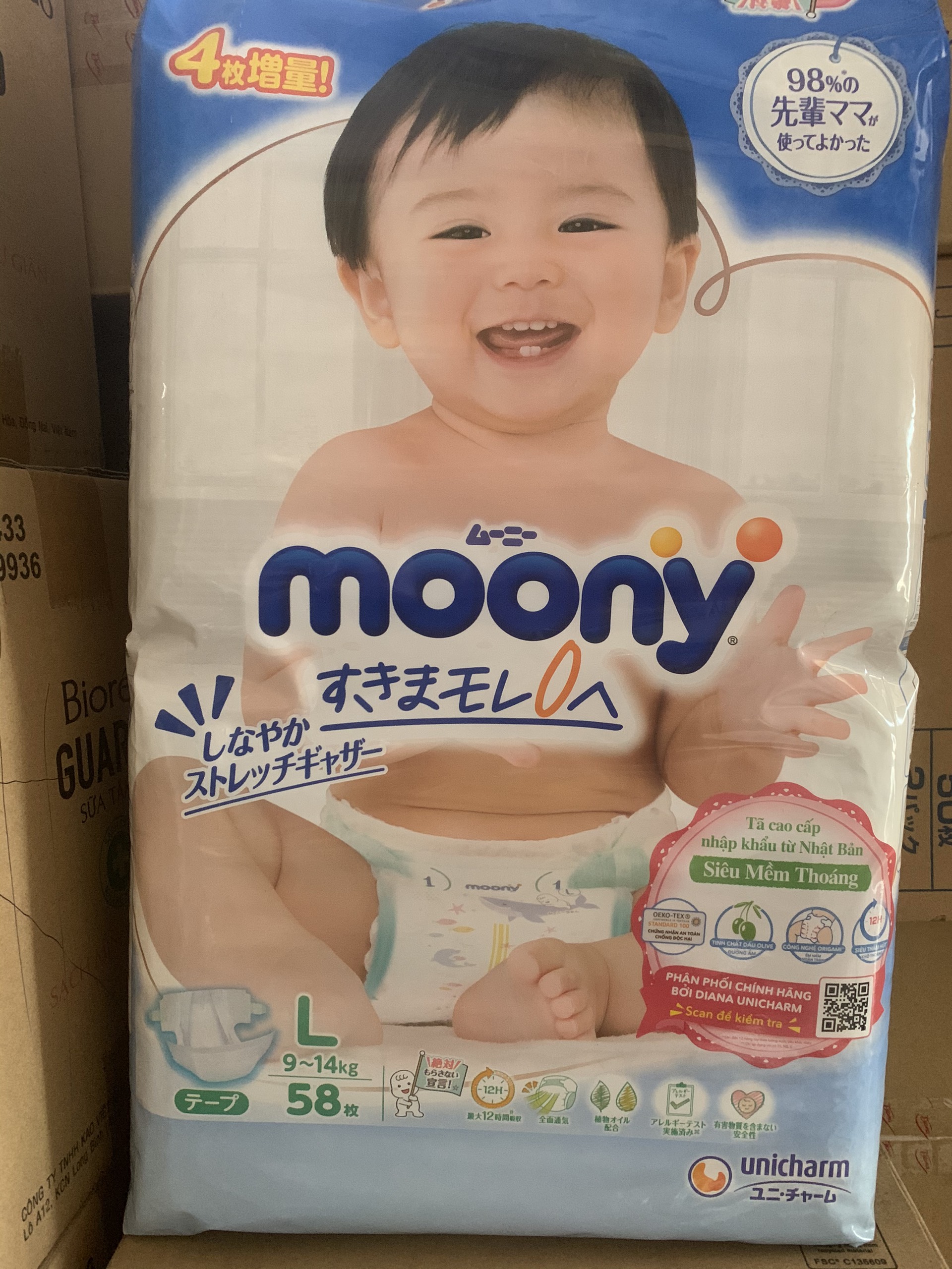 Tã Dán Moony Nhật L 54/58 Miếng (dành cho bé 9-11 ký) SHOP BE DAU TAY