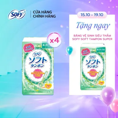 Bộ 4 Băng vệ sinh siêu thấm Sofy Soft Tampon Super gói 9 ống (Hàng nhập khẩu)