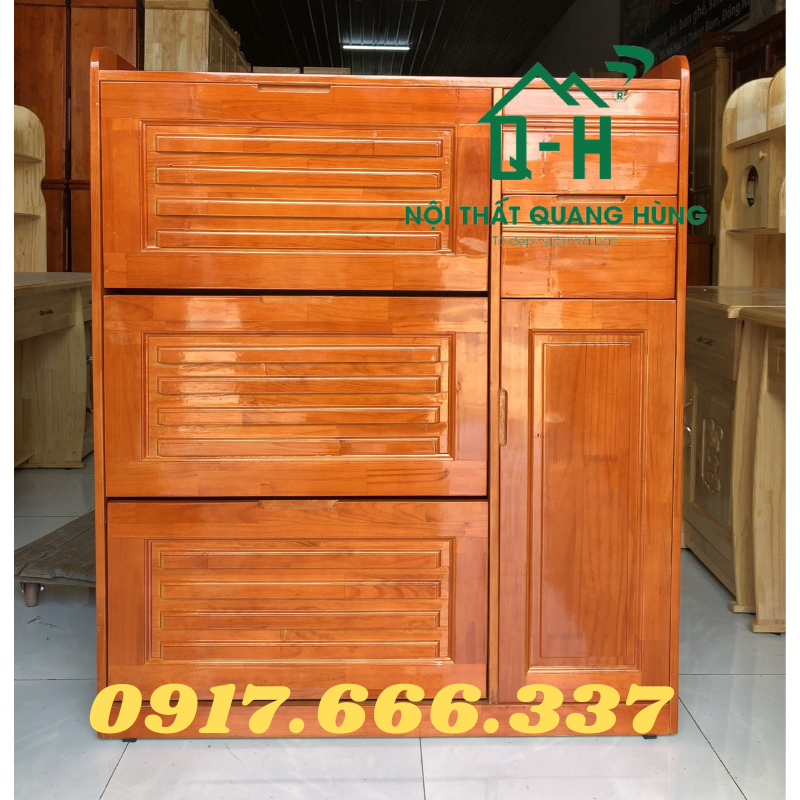 Tủ giày gỗ thông minh 1m2 màu nâu phủ sơn pu sáng bóng