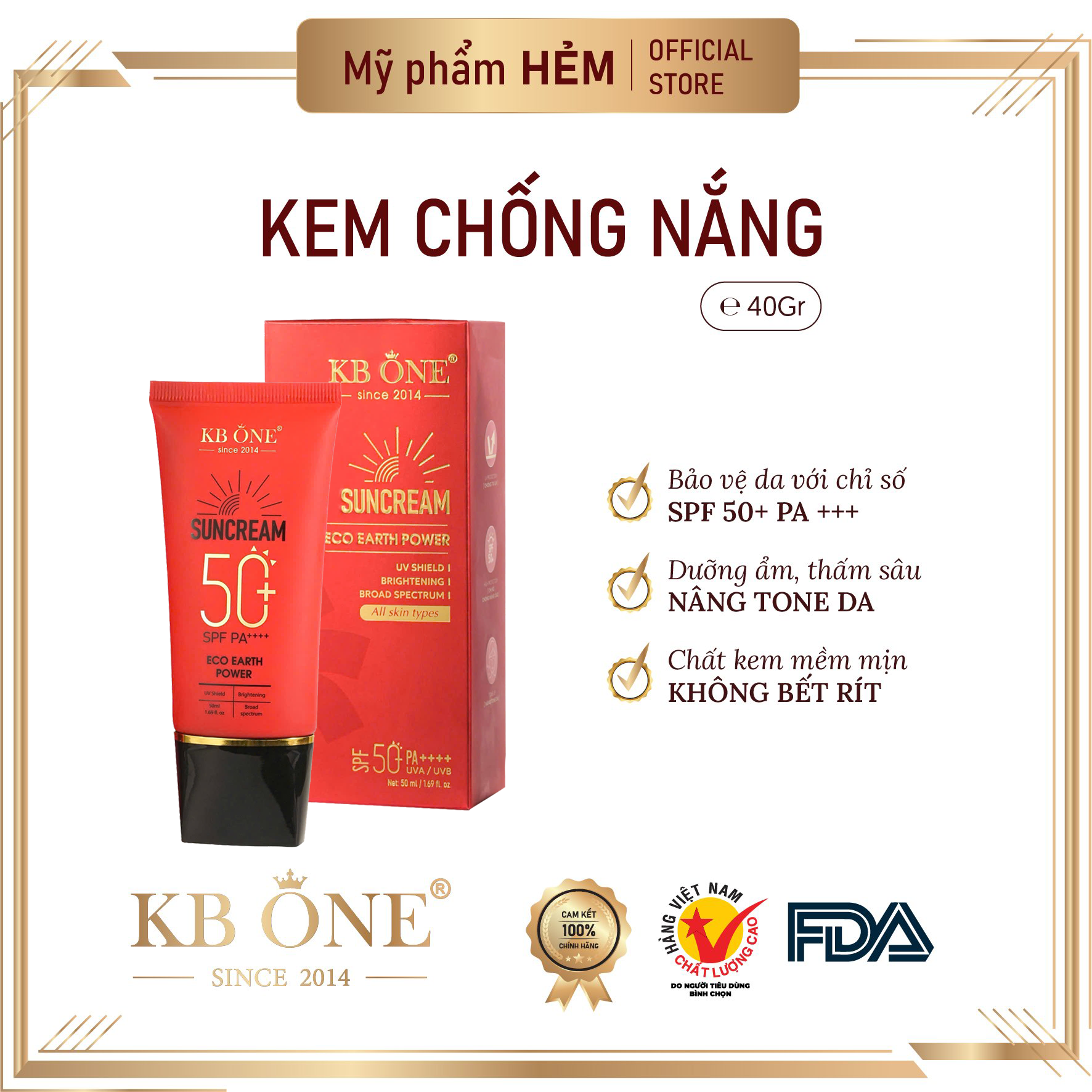Kem Chống Nắng KBONE 50ml - MẪU MỚI 2024 2025