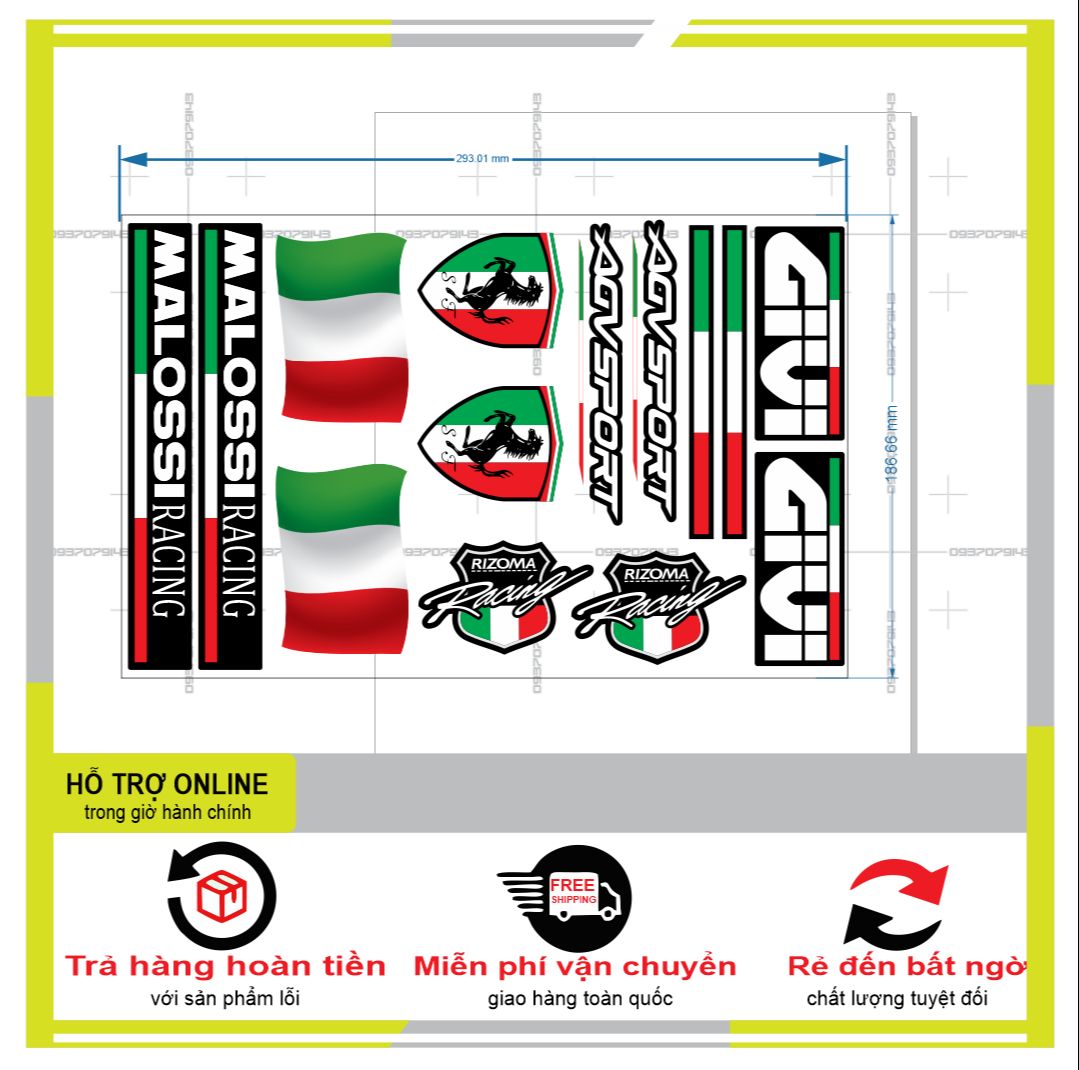 14 logo sticker cờ itali