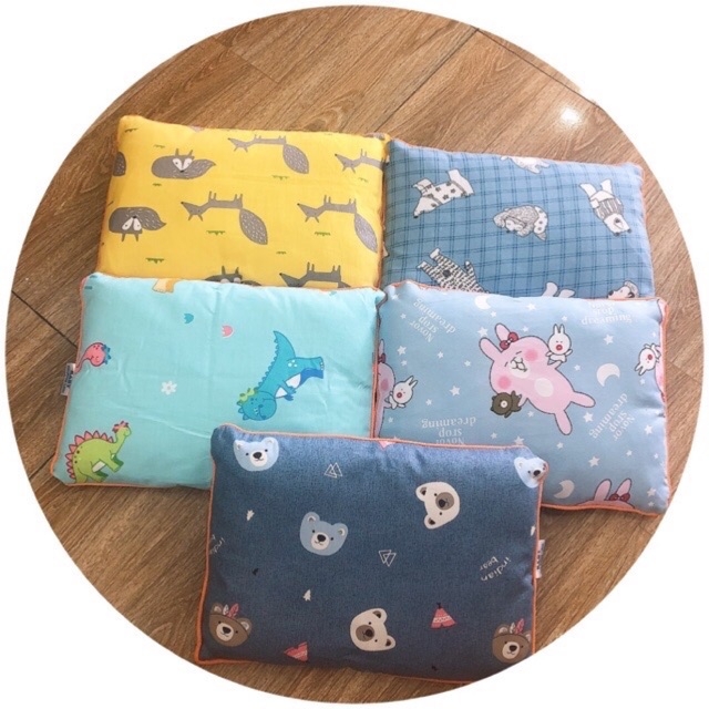 Gối vỏ đỗ Tâm An vải thô lụa Hàn cho bé sơ sinh ( 23×32cm - nhiều mẫu)