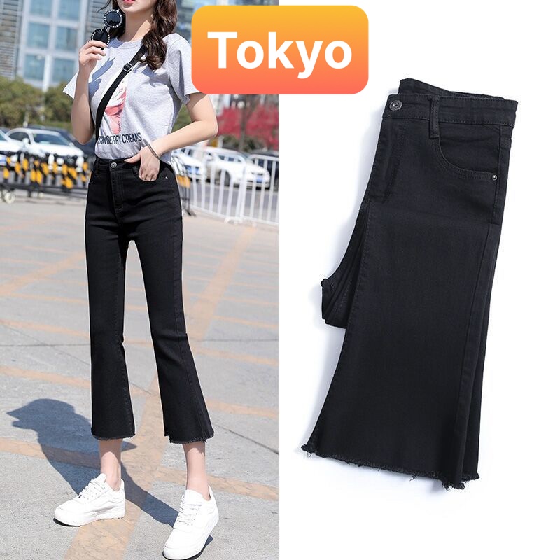 QUẦN JEAN NỮ CHẤT BÒ ĐEN ỐNG LOE SIÊU CO GIÃN LƯNG CAO NÂNG MÔNG SANG CHẢNH KIỂU MỚI DB-222- TOKYO FASHION