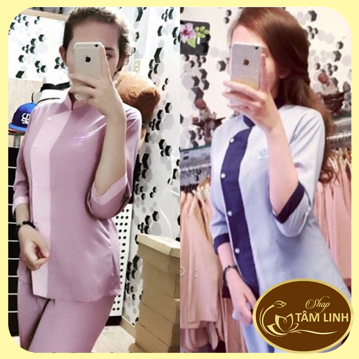 Đồ lam đi chùa_Mẫu Lãnh Tụ Phối Nữ