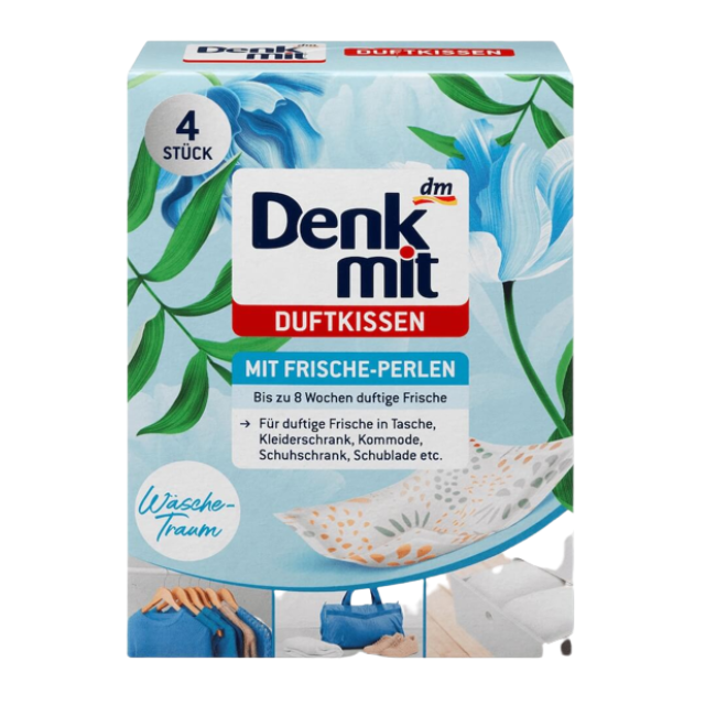 [ HÀNG ĐỨC ] Túi thơm quần áo Denkmit 4 gói { HÀNG CHÍNH HÃNG } TẶNG KÈM 2 viên tẩy lồng máy giặt Domol 20K – Giá rẻ, mùi hương hoa dễ chịu trong suốt 6 tuần