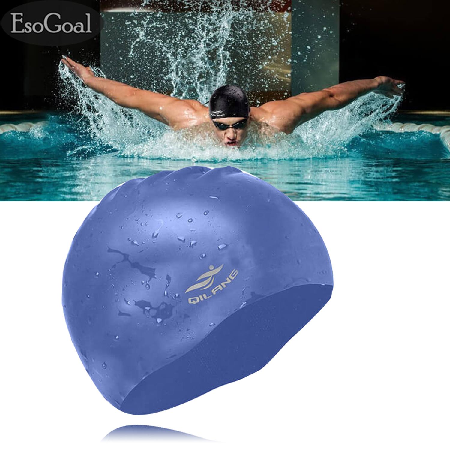EsoGoal Mũ Bơi, Tóc Dài Mũ Bơi Silicone không Thấm Nước Mũ dành cho Người