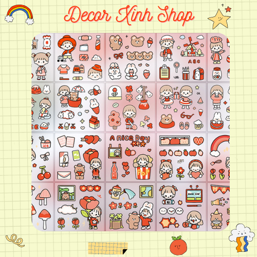 1 miếng dán sticker dễ thương nhiều họa tiết dùng để trang