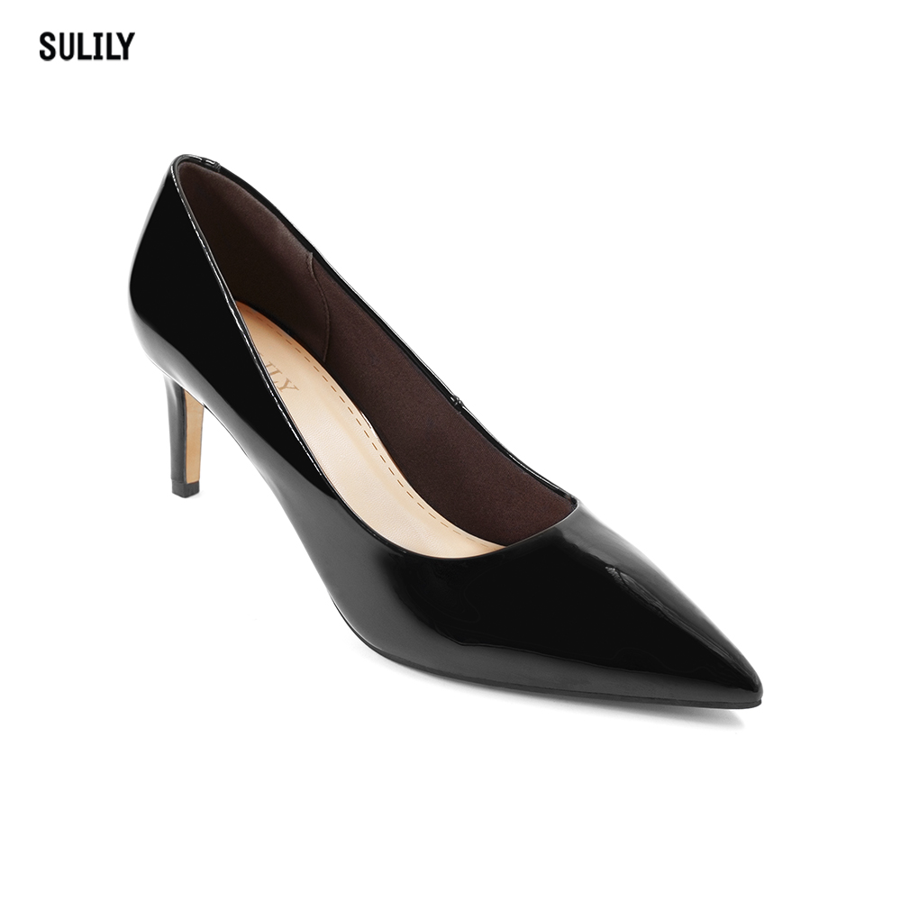 Giày Cao Gót 5cm Da Bóng Đệm Mút Sulily G01-II20DEN