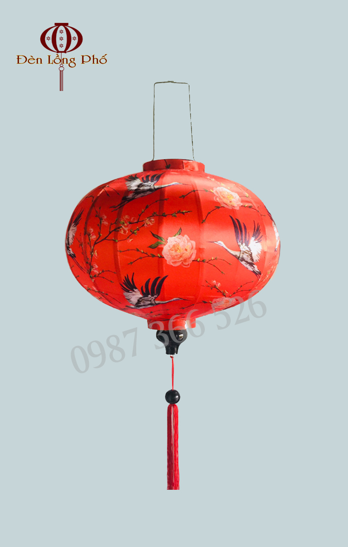 Đèn lồng Hội An vải phi in họa tiết 3D - size 40 cm