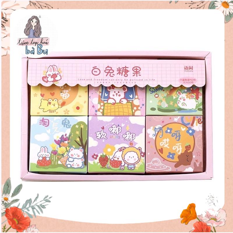 Set 6 hộp 50 pcs stickers dễ thương