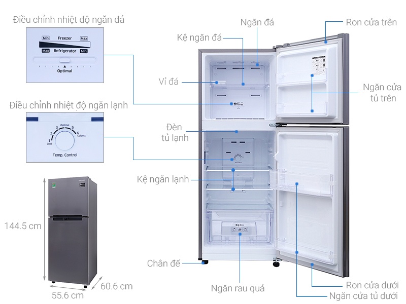 Tủ lạnh Samsung 203L Inverter RT19M300BGS/SV