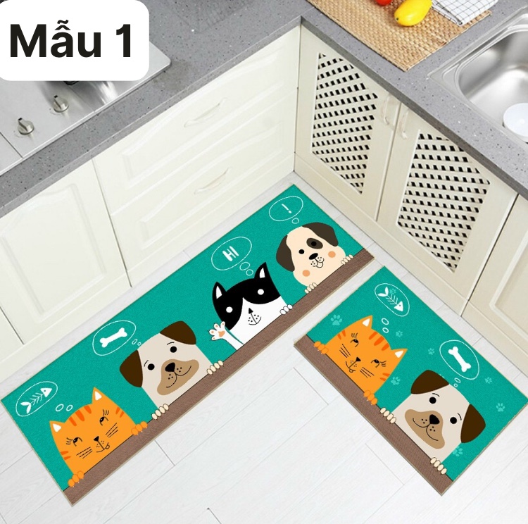 Thảm Lau Chân Nhà Bếp , Bộ 2 Thảm Bếp Hình 3D Loại Đẹp , Thảm Chùi Chân Giá Sỉ