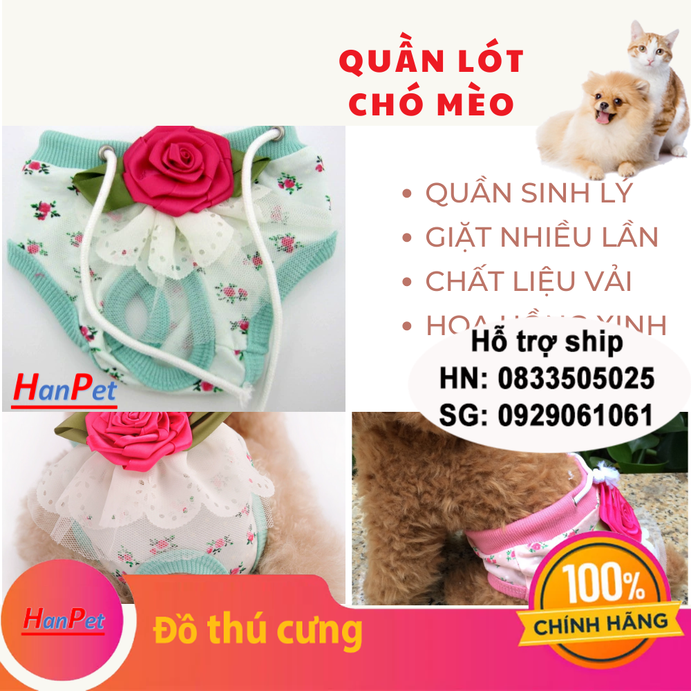 Hanpet - 10 miếng bỉm quần chó mèo cao cấp dạng dán (dành cho chó cái và mèo các loại) loại siêu thấm / băng vệ sinh chó /chó có kinh nguyệt