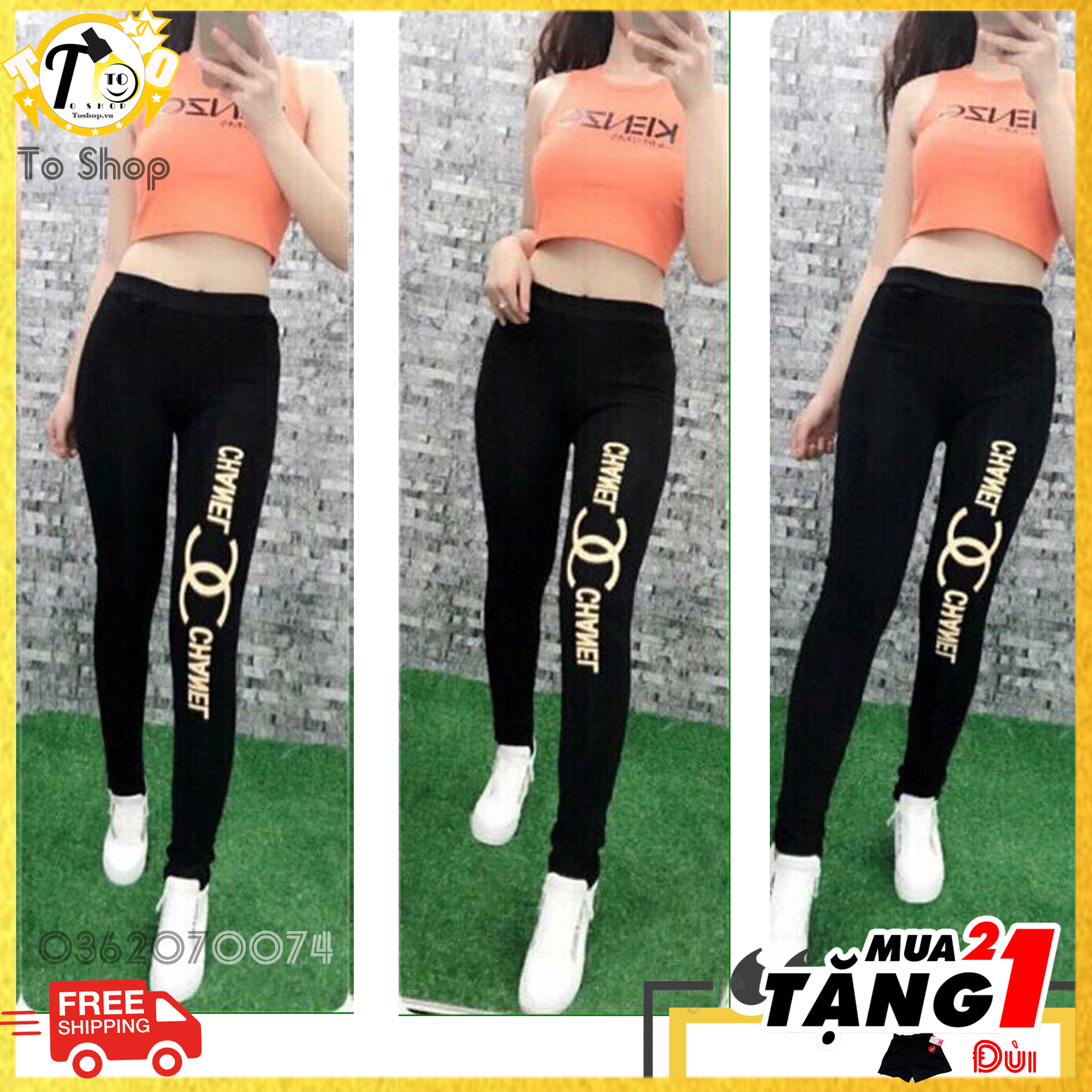[HCM]Quần legging nữ - thun nữ in Cn Vàng [ảnh + video thật]