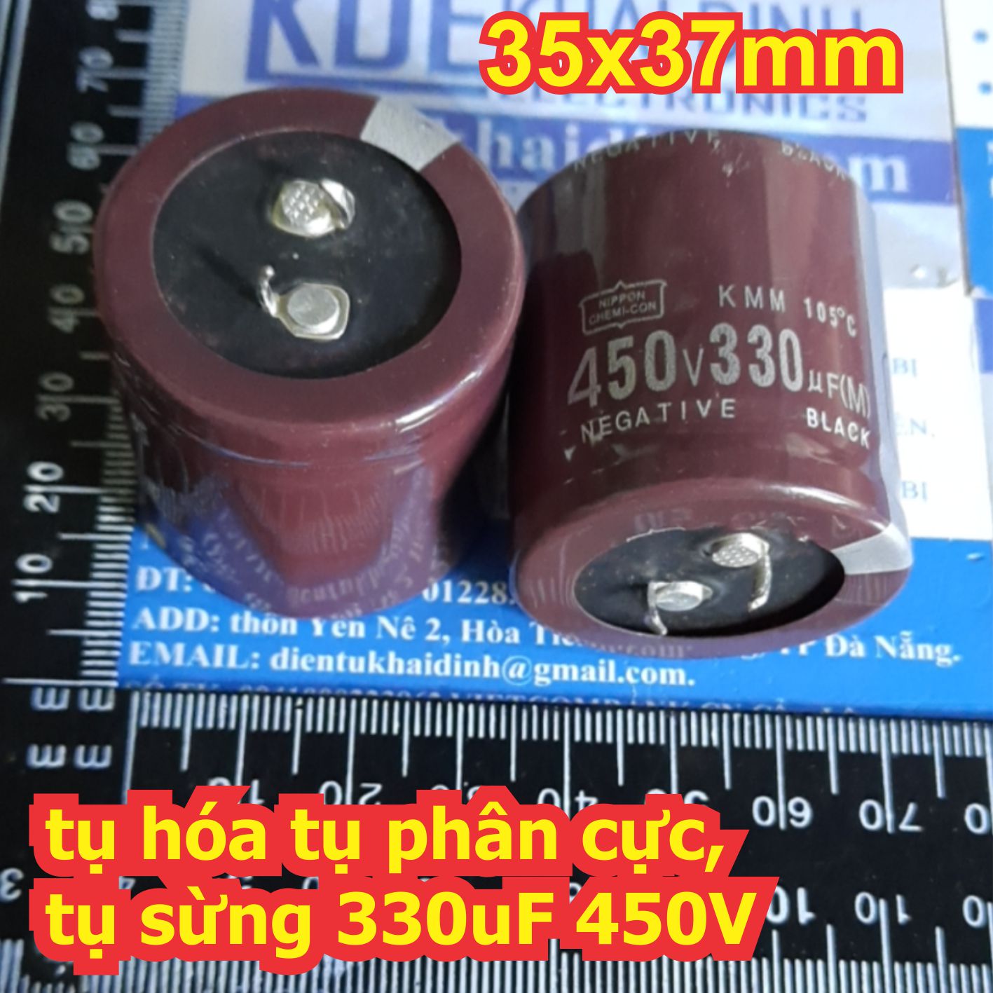 2 con tụ hóa tụ phân cực, tụ sừng 330uF 450V  kde1831