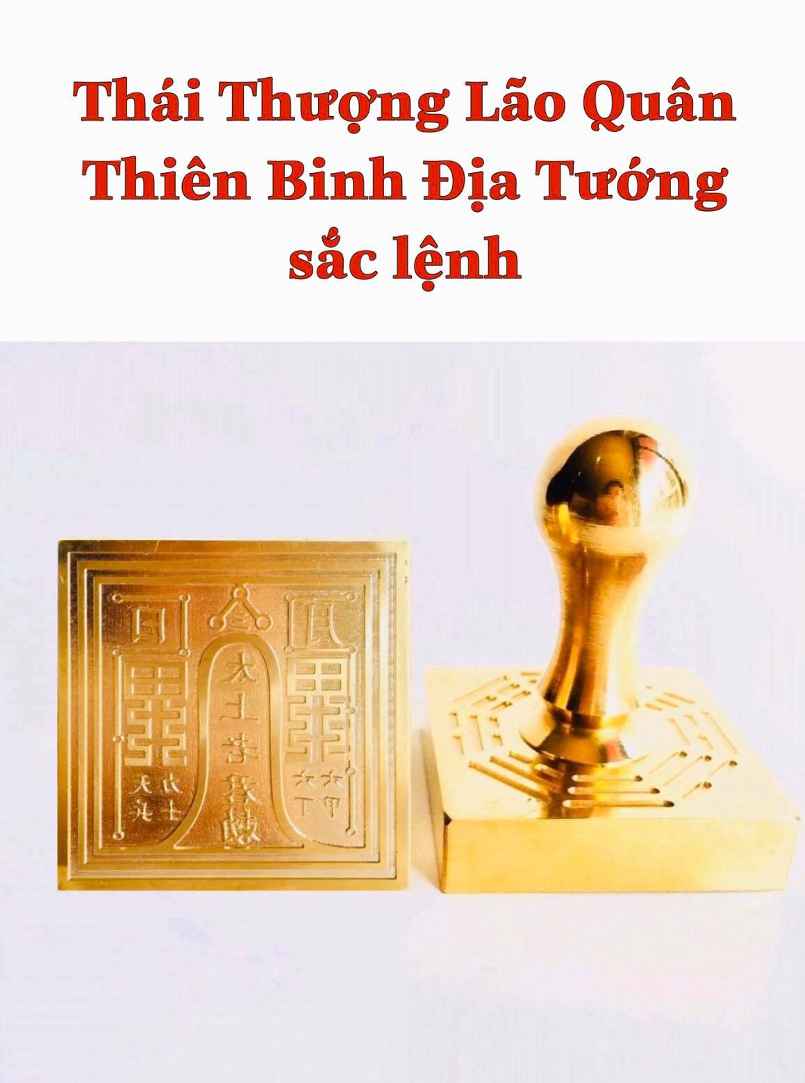 Ấn đồng Thái Thượng Lão Quân Thiên Binh Vạn Tướng tặng kèm đế đựng và mực triện