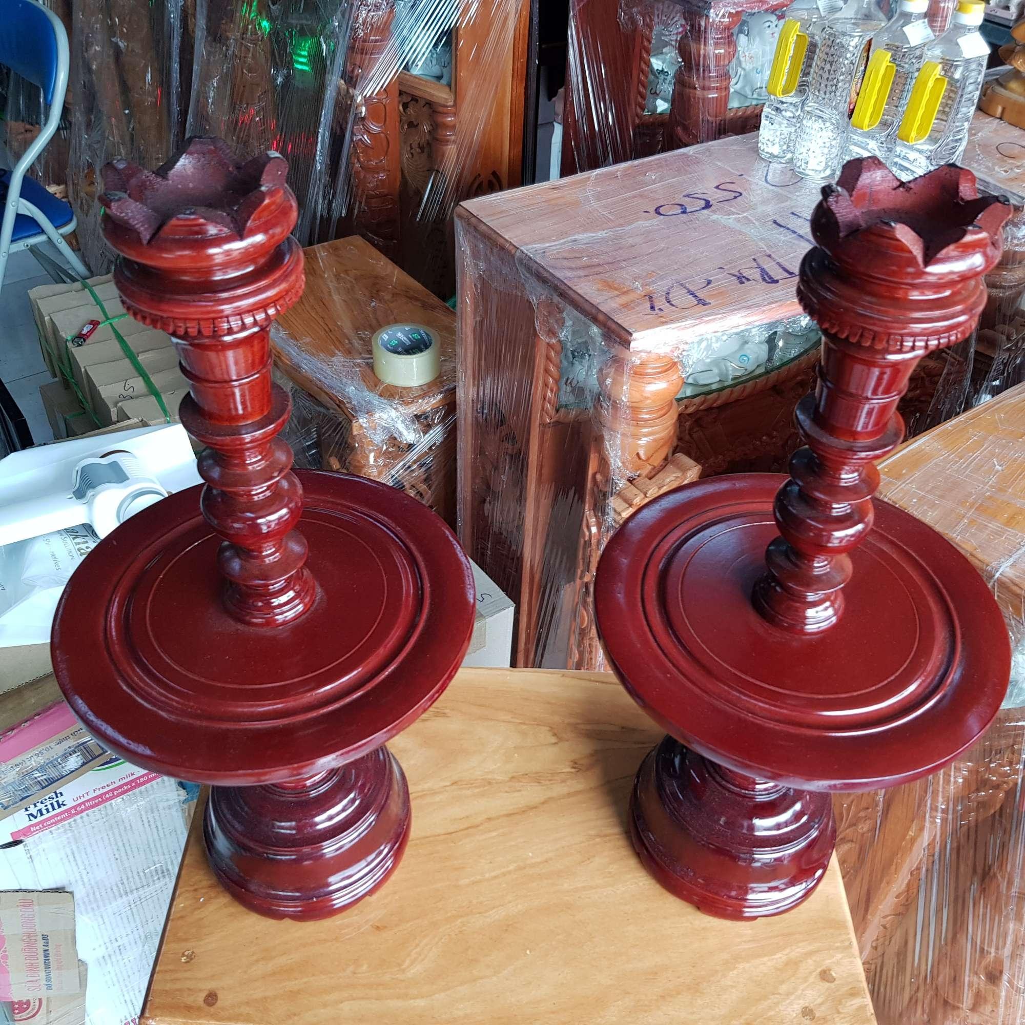[HCM]Cặp chân đèn gỗ xà cừ cao 41 cm