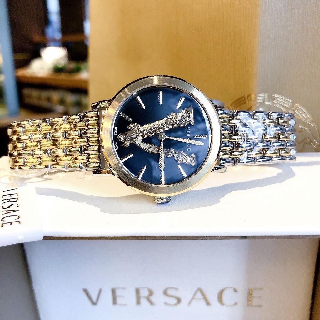 [HCM]Đồng Hồ Versace Virtus Gold Nữ Dây Demi Mặt Đen 36mm