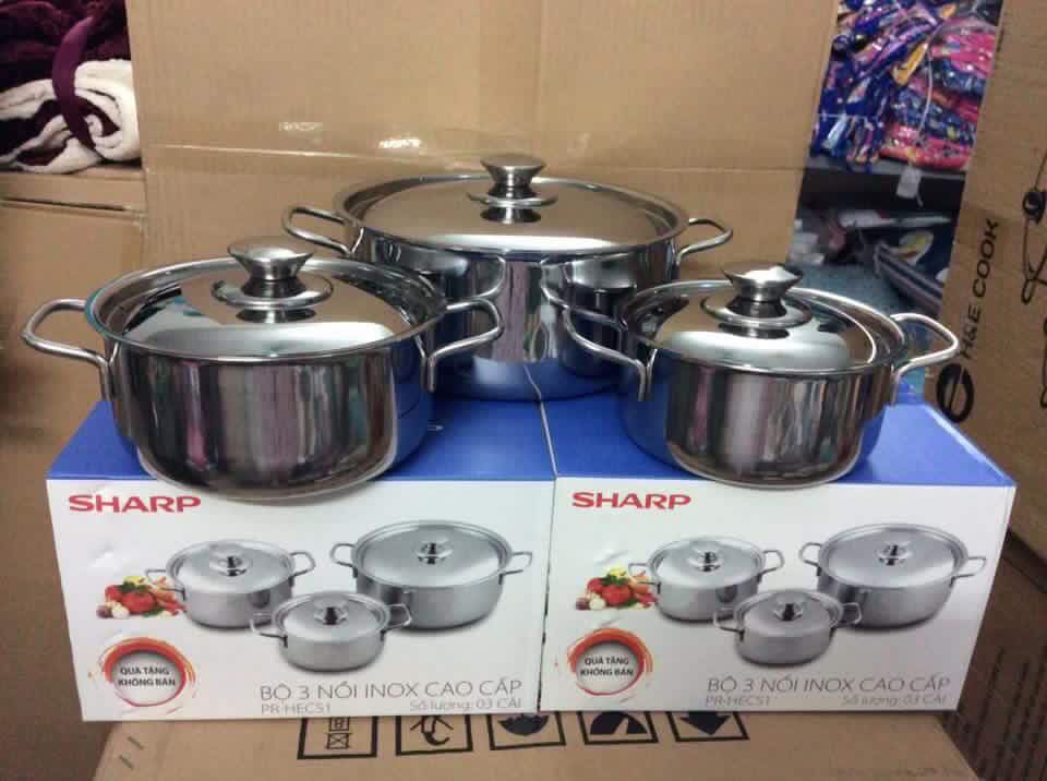 Bộ 3 nồi inox cao cấp Sharp - Bộ 3 nồi inox Sharp
