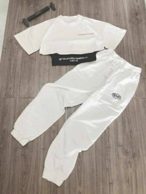 [HCM]Sét bộ quần dài jogger và áo croptop