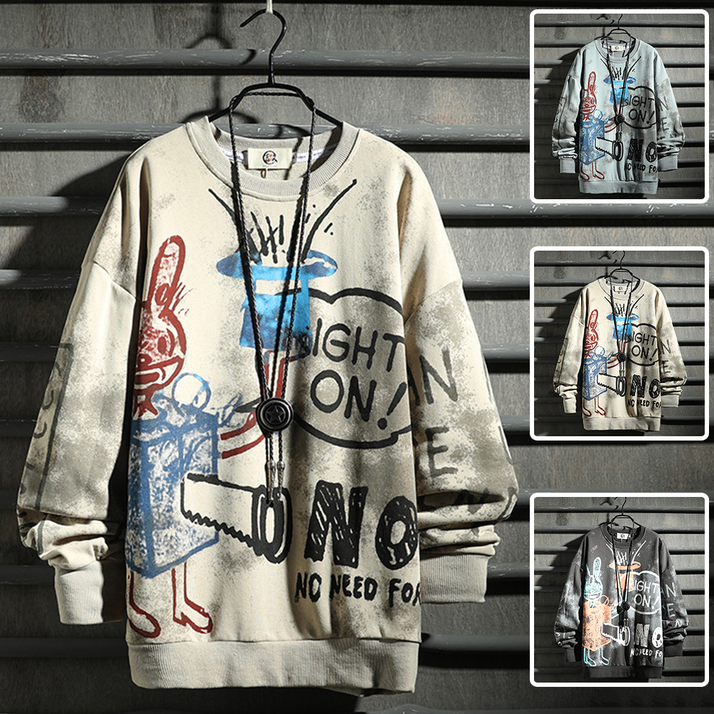 Áo Hoodies Cổ Tròn Nỉ Nam Thu Đông In Hình Thỏ Ảo Thuật Phong Cách Đường Phố Hot Trend 2024 Thời Trang FASHION4MEN AO TOP NAM 90000151C10