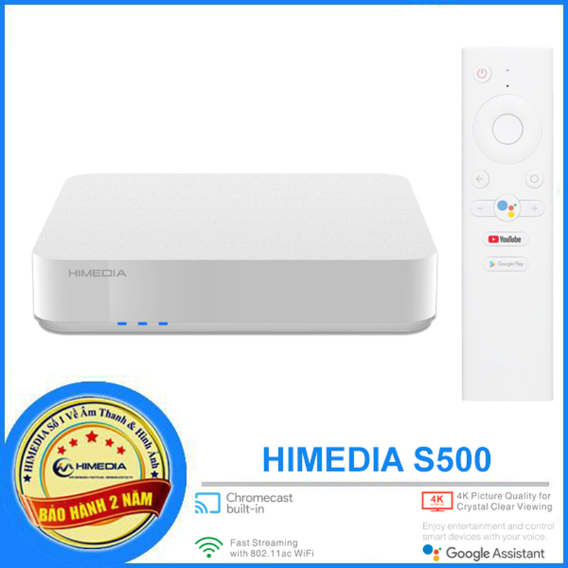 Android tv box himedia s500 – android tv 9.0, chip hisilicon huawei , âm thanh dts/dolby hd 5.1, 7.1, netflix 4k, điều khiển giọng nói