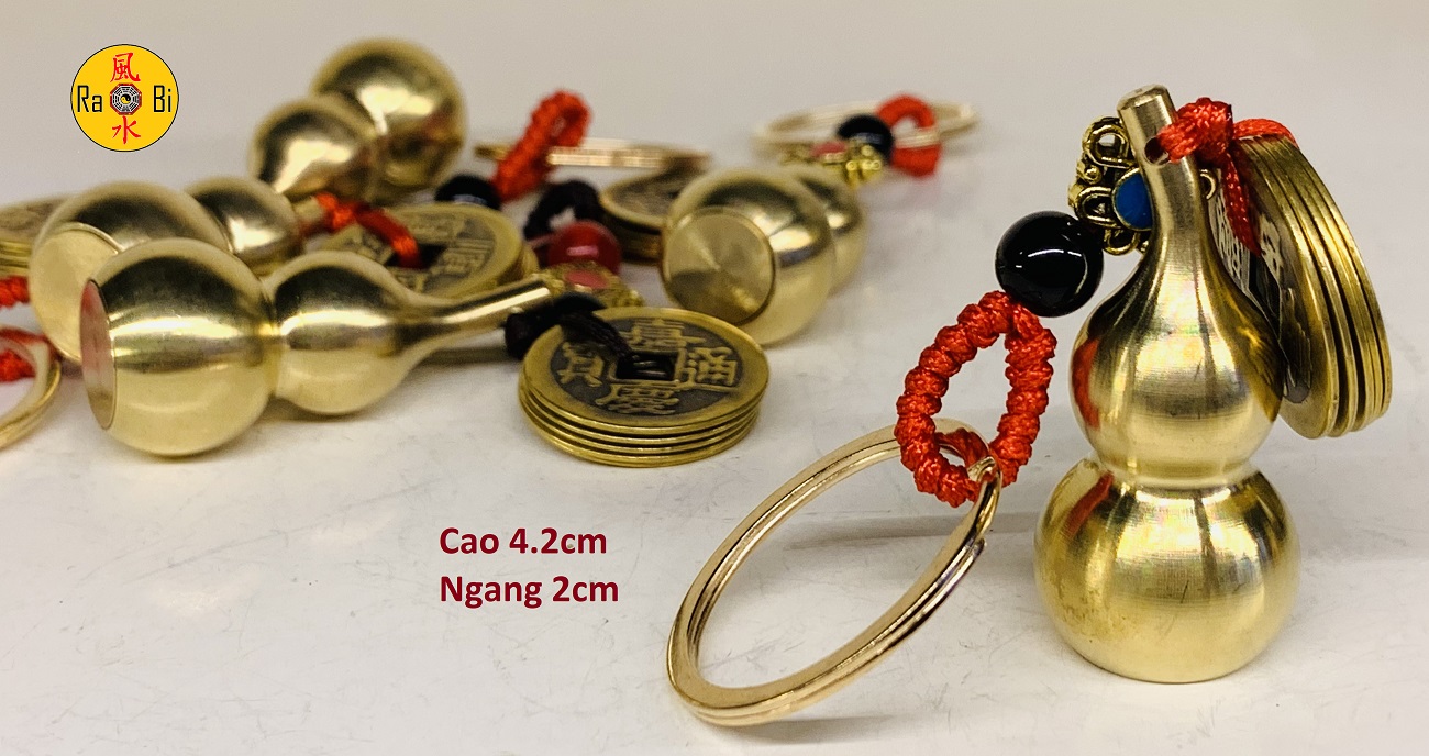 Móc Khóa Hồ Lô Vàng Bằng Đồng - Đồ Đồng Phong Thủy - Đồ Đồng Mỹ Nghệ