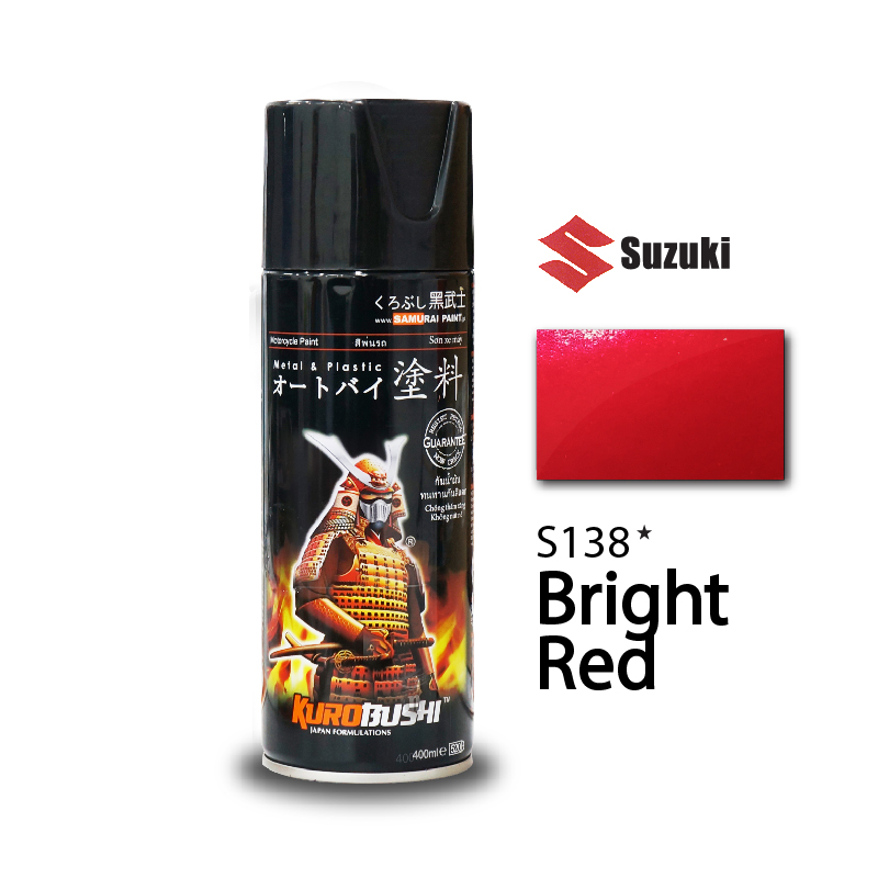 Sơn xịt Samurai màu Đỏ Sáng - S138 (cần dùng với nền màu Bạc để lên được màu chuẩn và đẹp)