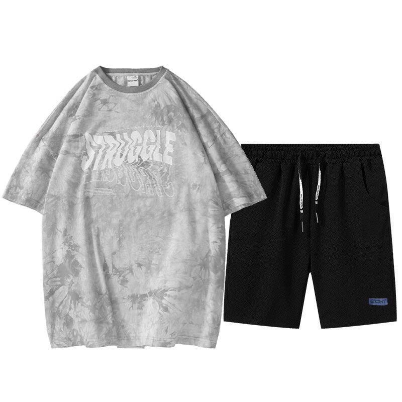 Combo Bộ Quần Áo Mùa Hè  Áo Thun Cộc Tay Họa Tiết Loang Phối Chữ Cách Điệu Kết Hợp Quần Short Thể Thao Dáng Basic Năng Động Thời Trang FASHION4MENHN SET GHEP TOP 169 + SHORTS