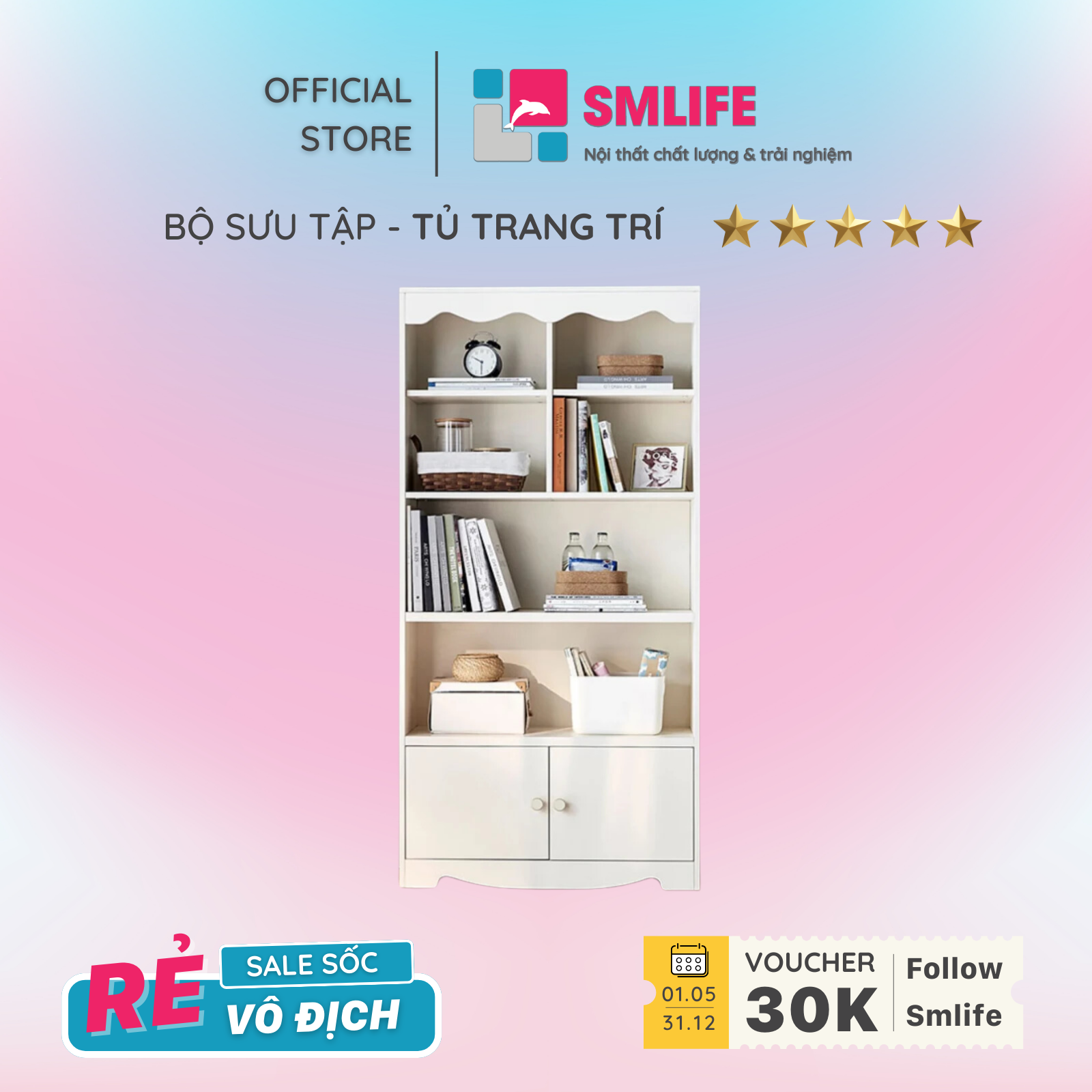Tủ trang trí thương hiệu SMLIFE (nhiều mẫu, có thể đổi size và màu sắc)