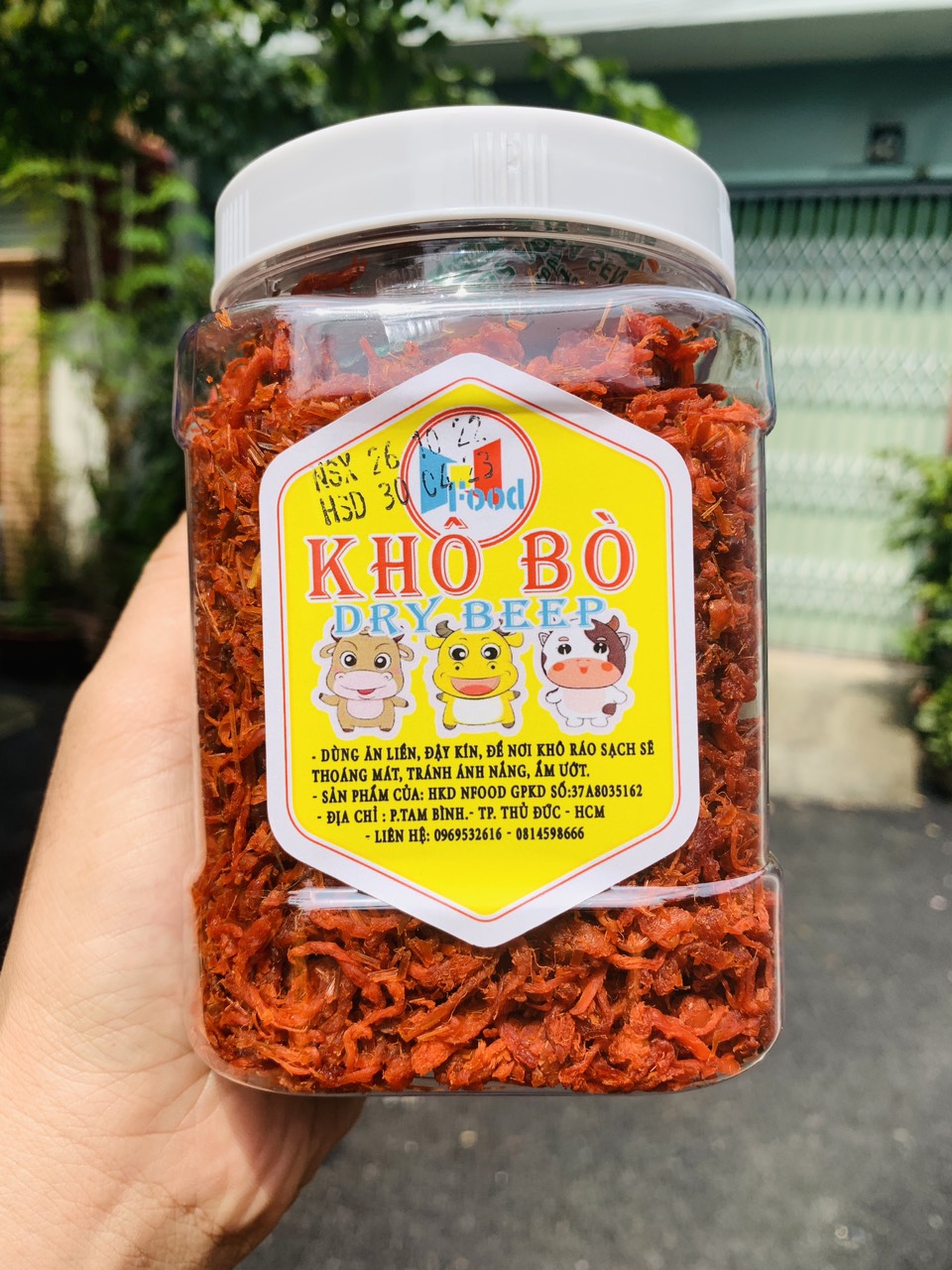 Khô bò sợi loại 1 - khô heo giả bò ngũ vị lon 500.gram