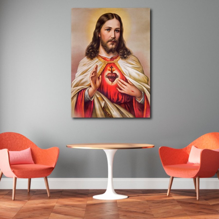 (Sẵn khung_Tặng đinh treo) LaLaShop Tranh chúa Giêsu Kito Bức tranh canvas treo tường Thiên chúa tin lành có khung in 3D, tranh công giáo treo tường