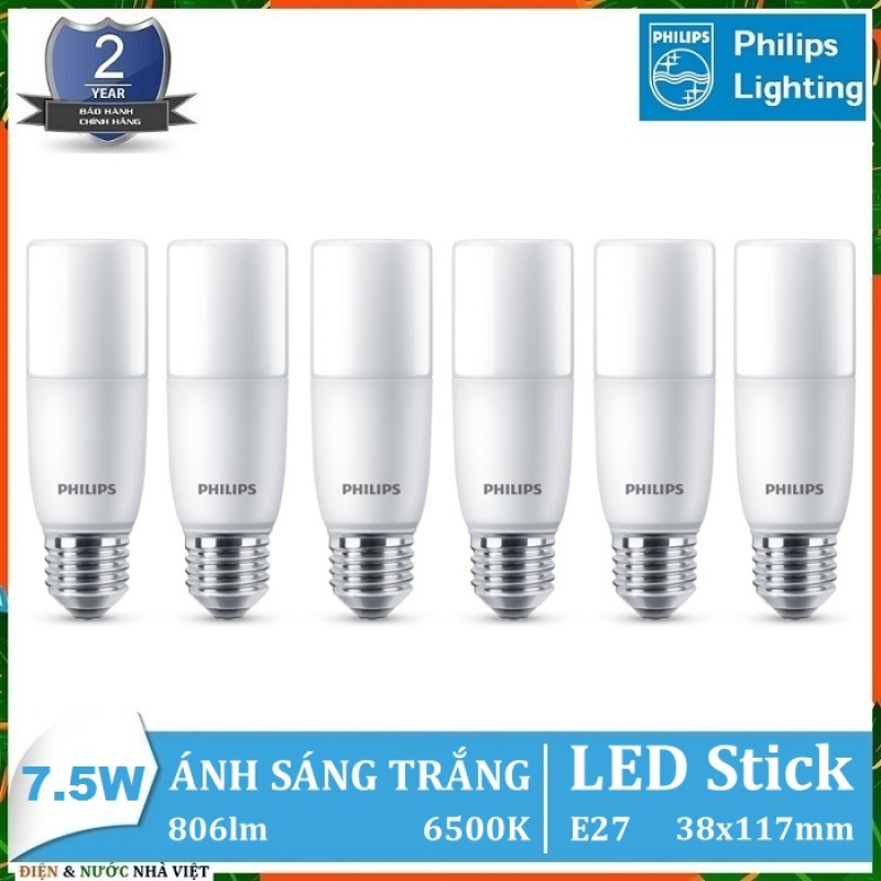 COMBO 6 - BỘ ĐÈN 7,5W LED STICK PHILIPS ( DÒNG LED TRỤ CHO HIỆU SUẤT CHIẾU SÁNG CAO – KÍCH THƯỚC NHỎ GỌN - TIẾT KIỆM ĐIỆN )