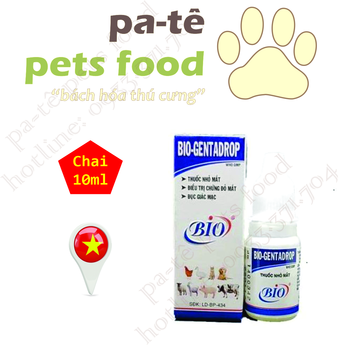 Nhỏ Mắt Bio-Gentadrop ( Mắt Đỏ, Chảy Nước Mắt, Ghèn, Đục Giác Mạc) trên Chó Mèo 10ml