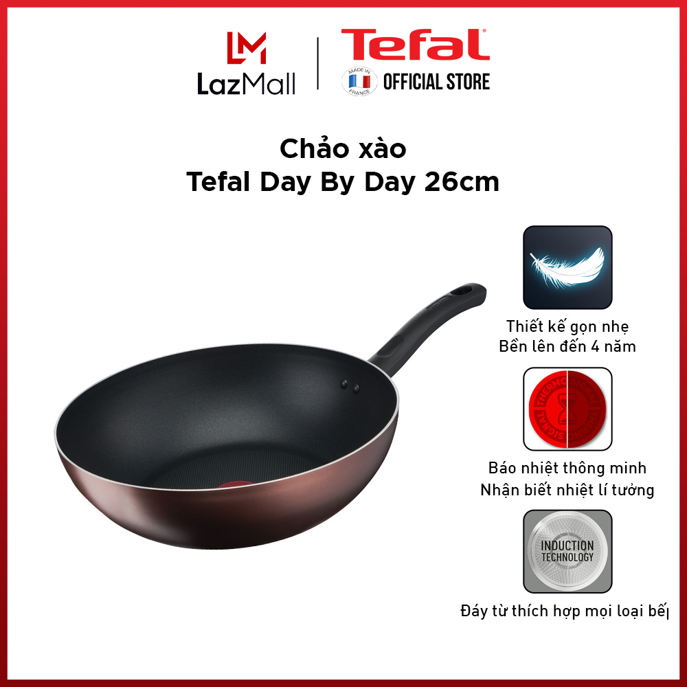 Chảo xào chống dính đáy từ Tefal Day by Day 26cm, dùng cho mọi loại bếp- Gian hàng chính hãng bảo hành 2 năm-G1437705