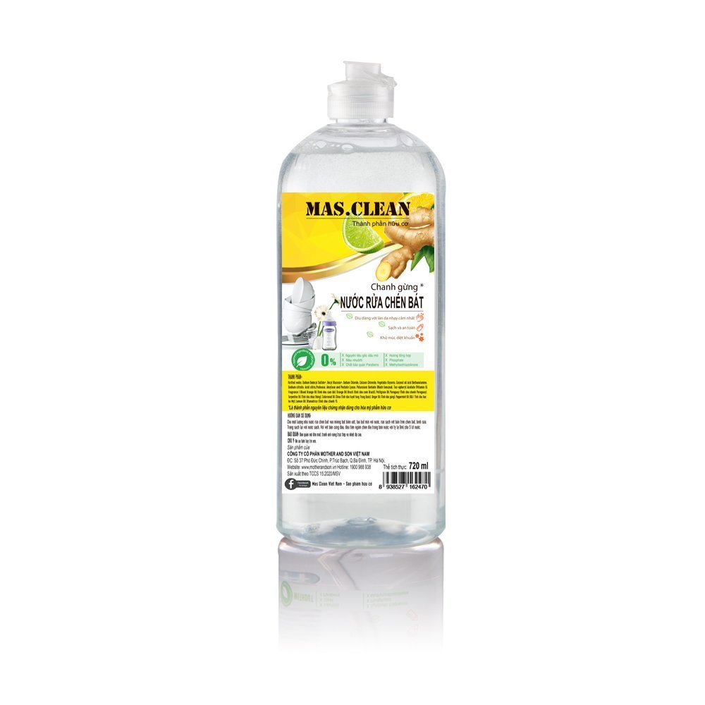 Nước rửa chén hữu cơ Mas Clean - chai 720ml