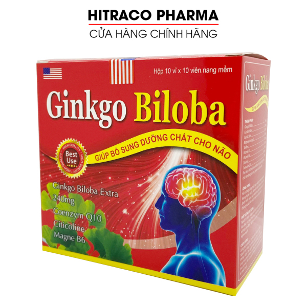 Hoạt huyết dưỡng não Ginkgo Biloba Extract 240mg giảm đau đầu, hoa mắt, chóng mặt, rối loạn tiền đình - Hộp 100 viên nhập khẩu