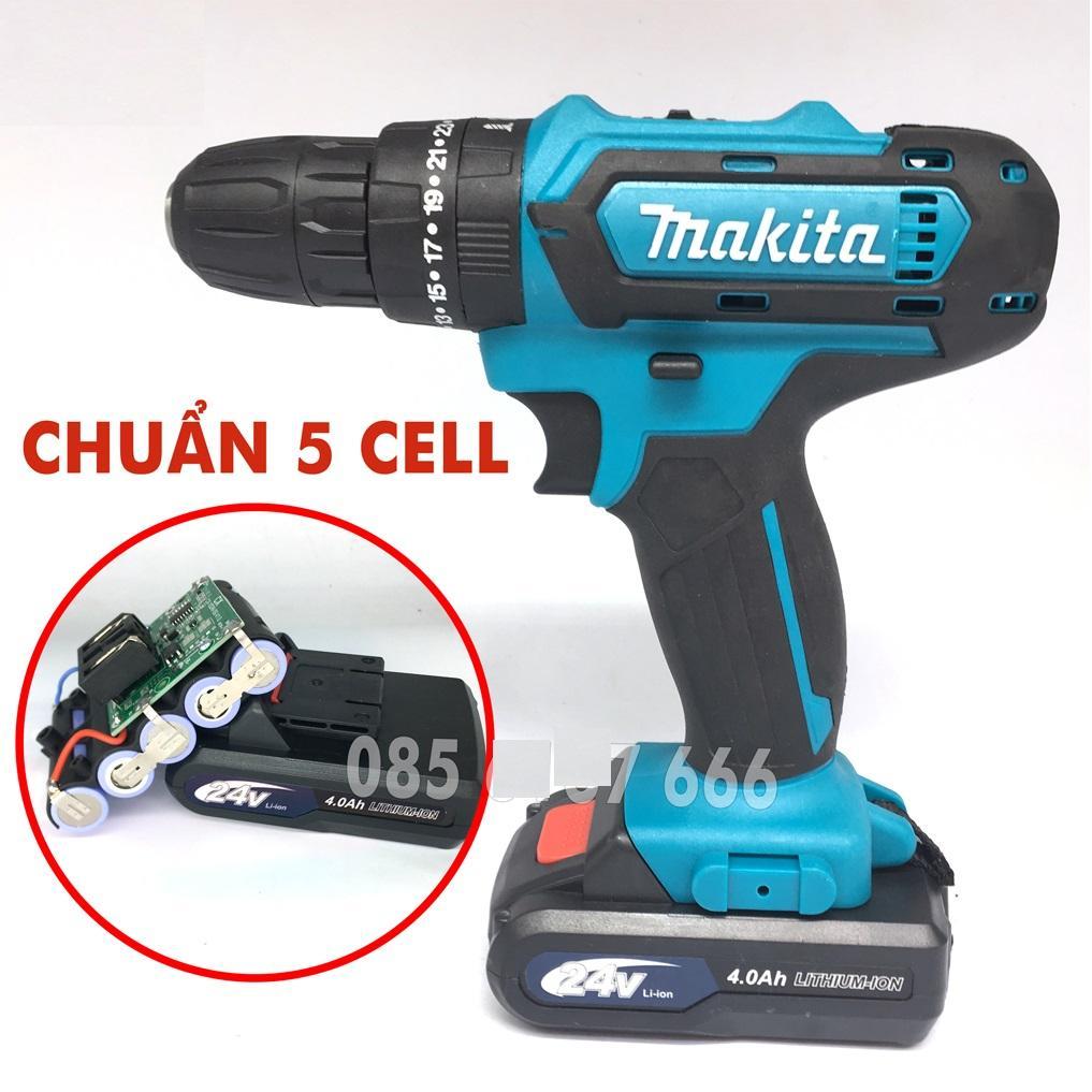 Máy khoan pin, máy khoan bê tông dùng pin makita 24v tặng bộ mũi khoan,máy 1 pin