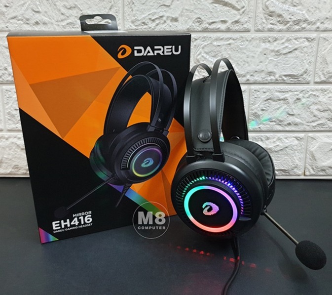 SALE - Tai Nghe Chụp Tai Gaming DareU EH416 ​​​​​Âm Thanh 7.1 Có LED RGB Có Micro Dành Cho Chơi Game Âm Thanh Chất Lượng Đèn Led Rgb Jack USB Có Micro Dây Chống Đứt Dùng Được Cho Máy Tính PC, LAPTOP