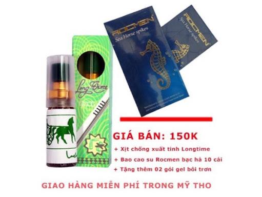 Bao Cao Su Siêu Gai + KÉO DÀI QH Rocmen Cá Ngựa Xanh Hộp 10 Chiếc + Tặng chai longtime