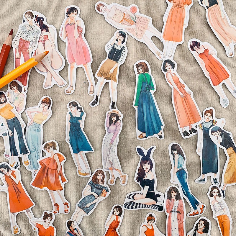 Set 20 miếng sticker cô gái hiện đại