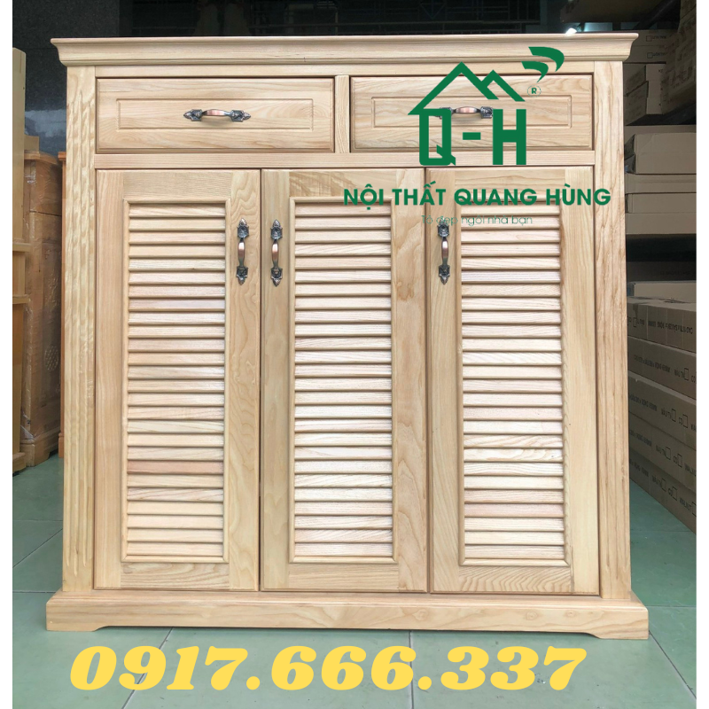 Tủ gỗ sồi 1mx97x33cm màu vàng đựng giày dép cao cấp