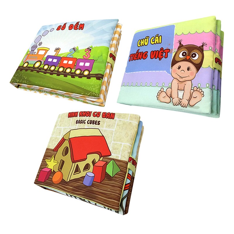 Mua Bộ 3 cuốn sách vải Pipo : Số Đếm, Hình Khối, Chữ Cái Tiếng Việt ( Tặng kèm cuốn Những Câu Chuyện Kinh Điển )
